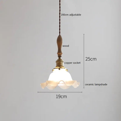 IWHD Schmetterling Keramik LED Pendelleuchte neben Holzgriff Kupfer Sockel Home Decor Schlafzimmer Esszimmer Wohnzimmer Licht Hängelampe