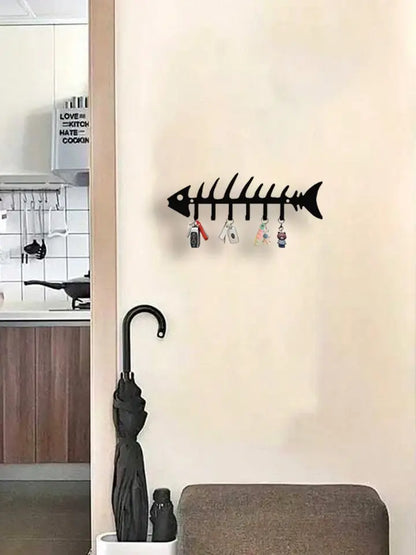 Fish Bone Wall Hook - Decorative Metal Storage