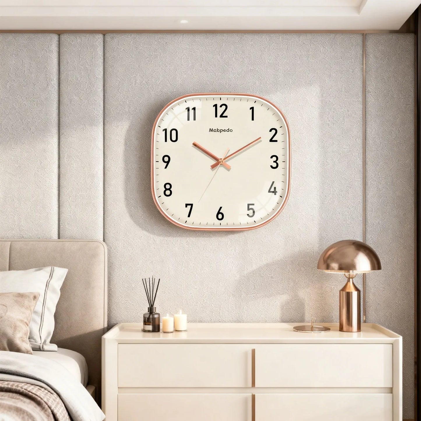 Square Quartz Wall Clock – Modern Beige Design | sitezone test 02