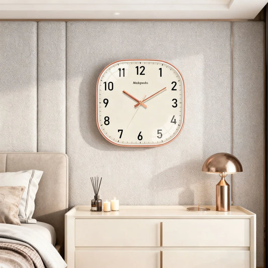 Square Quartz Wall Clock – Modern Beige Design | sitezone test 02