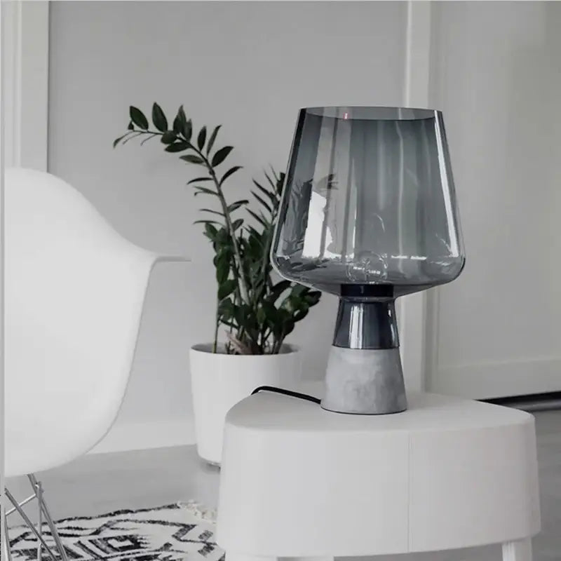 Modern Floor Lamp - Cement Base & Glass Shade | sitezone test 02