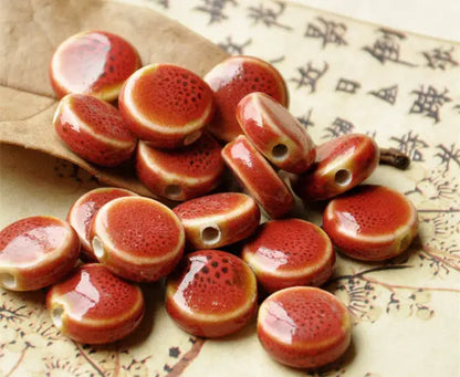 Ceramic Spacer Beads - 15x7mm Round Porcelain for Jewelry