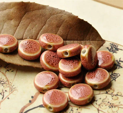 Ceramic Spacer Beads - 15x7mm Round Porcelain for Jewelry