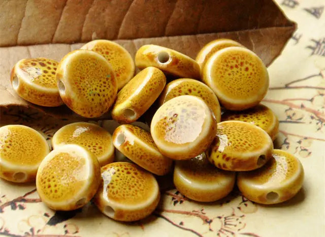 Ceramic Spacer Beads - 15x7mm Round Porcelain for Jewelry