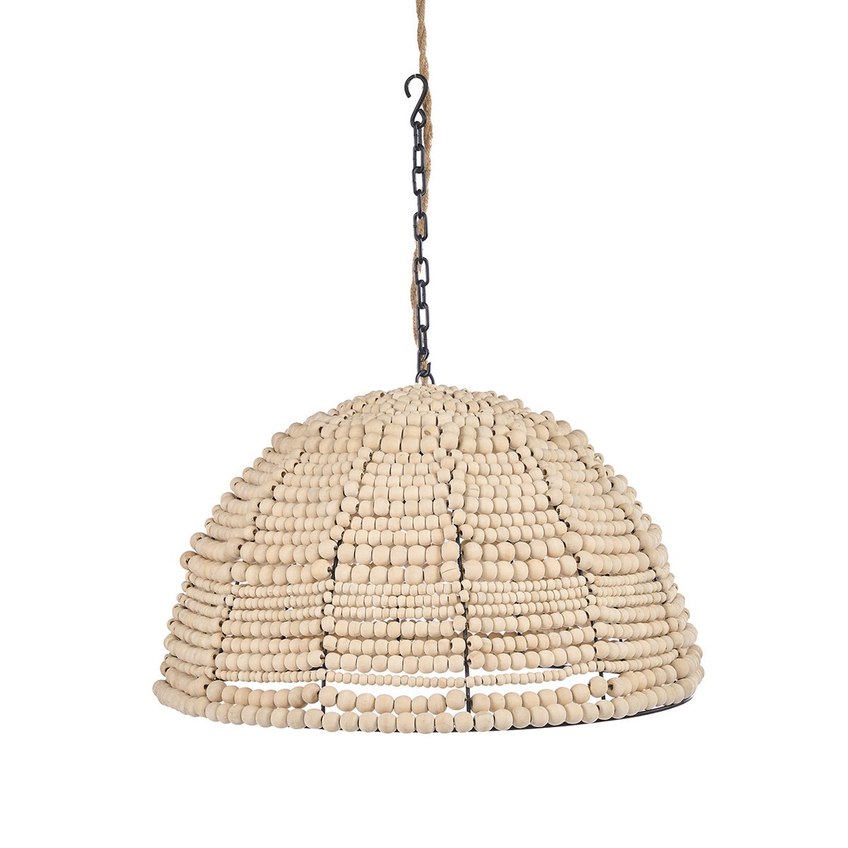 The Wooden Bead Dome Pendant - Natural