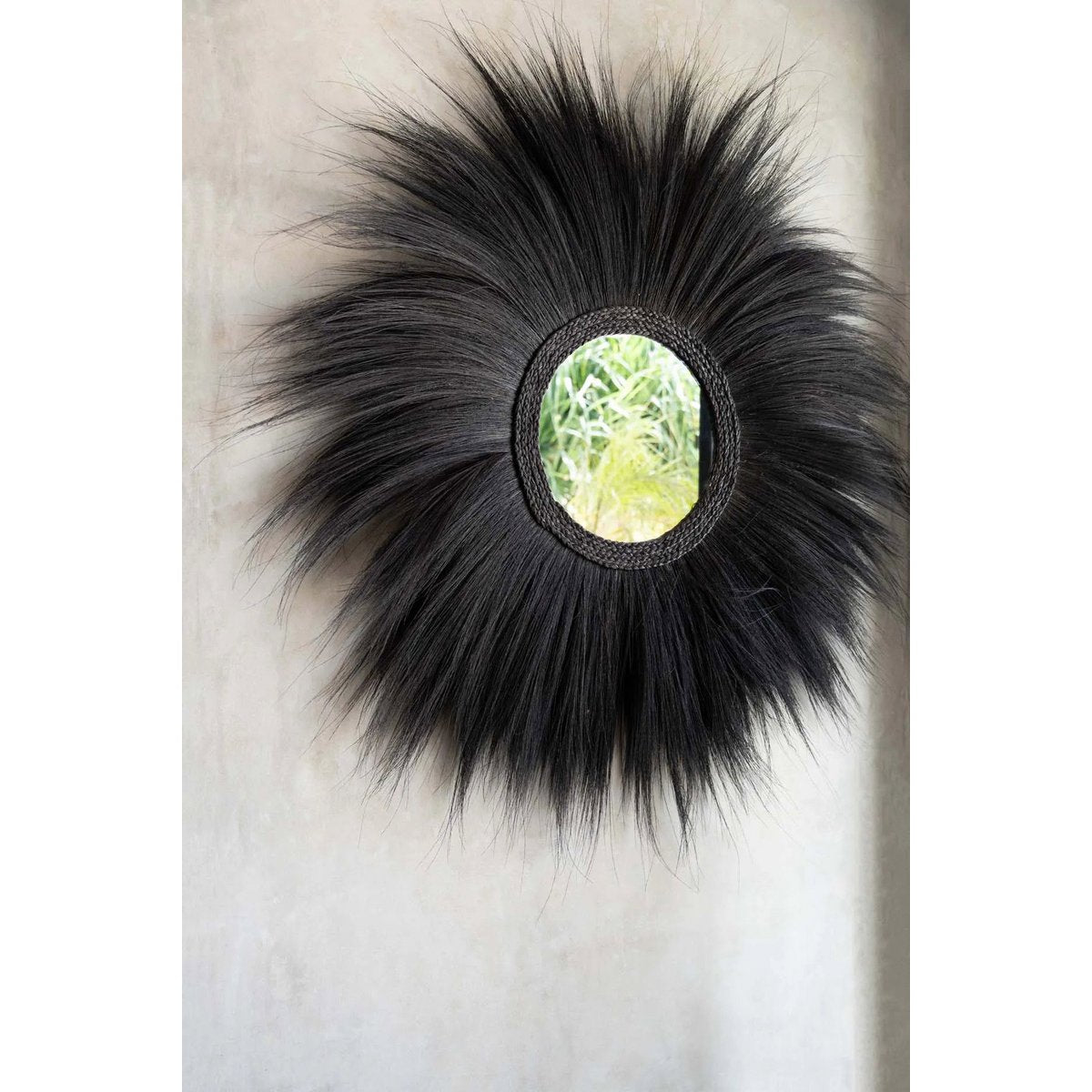 Wall Mirror Rayung Grass – Black Boho Chic Simba Style, Large