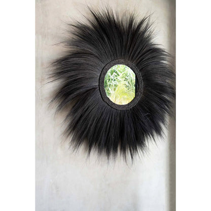 Wall Mirror Rayung Grass – Black Boho Chic Simba Style, Large