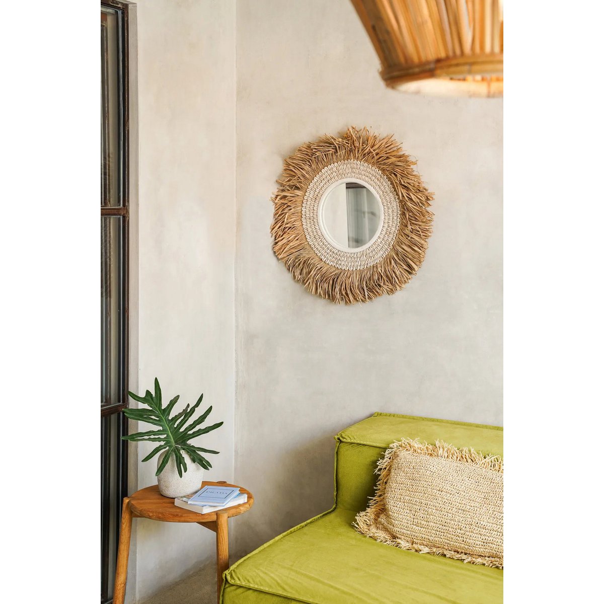Raffia Cowrie Mirror – Natural White Coastal Accent Mirror