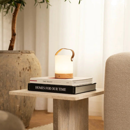 Cordless Wooden Table Lamp – Light Brown Dimmable Rechargeable Lamp