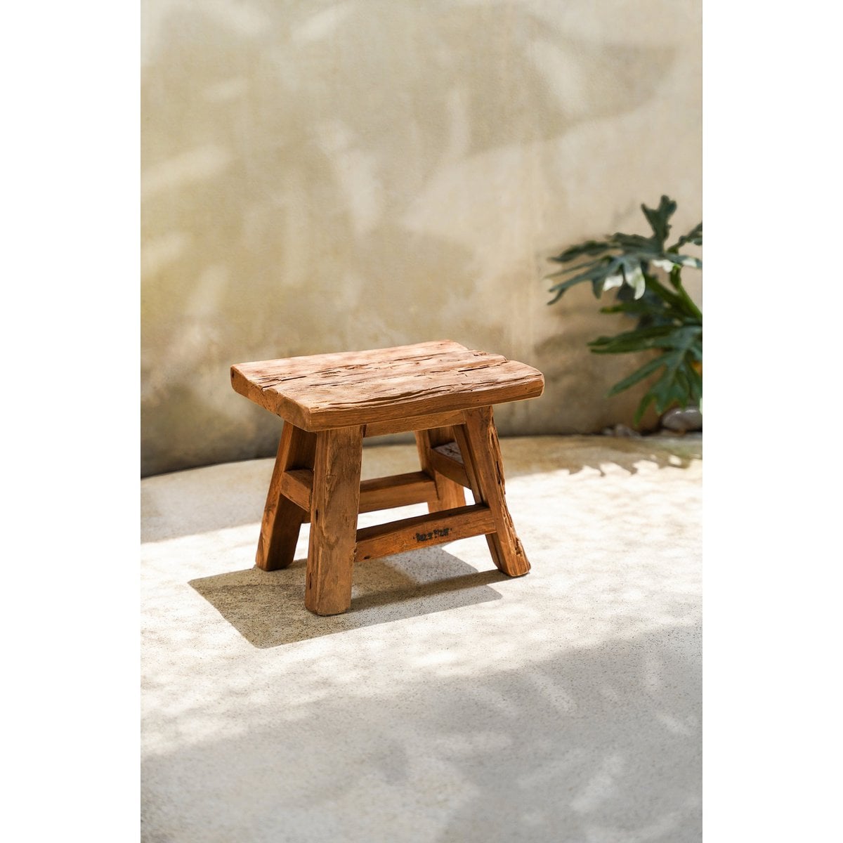 Teak Wood Stool - Natural Accent Stool - Small