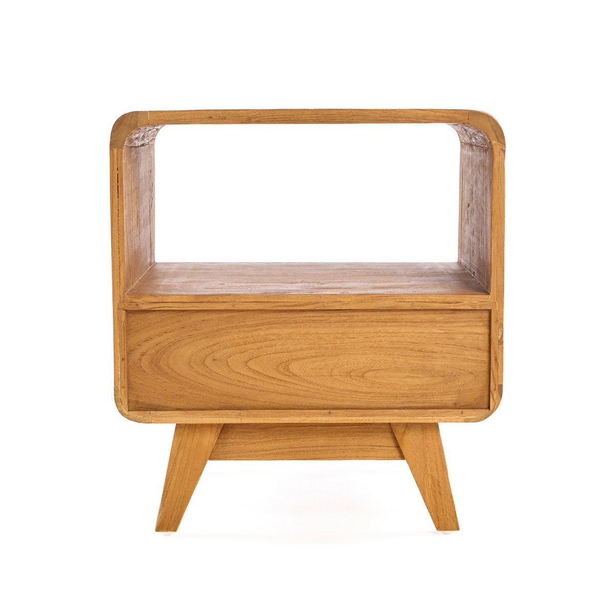 Rattan Nightstand - Teak Bedside Table - Natural Finish