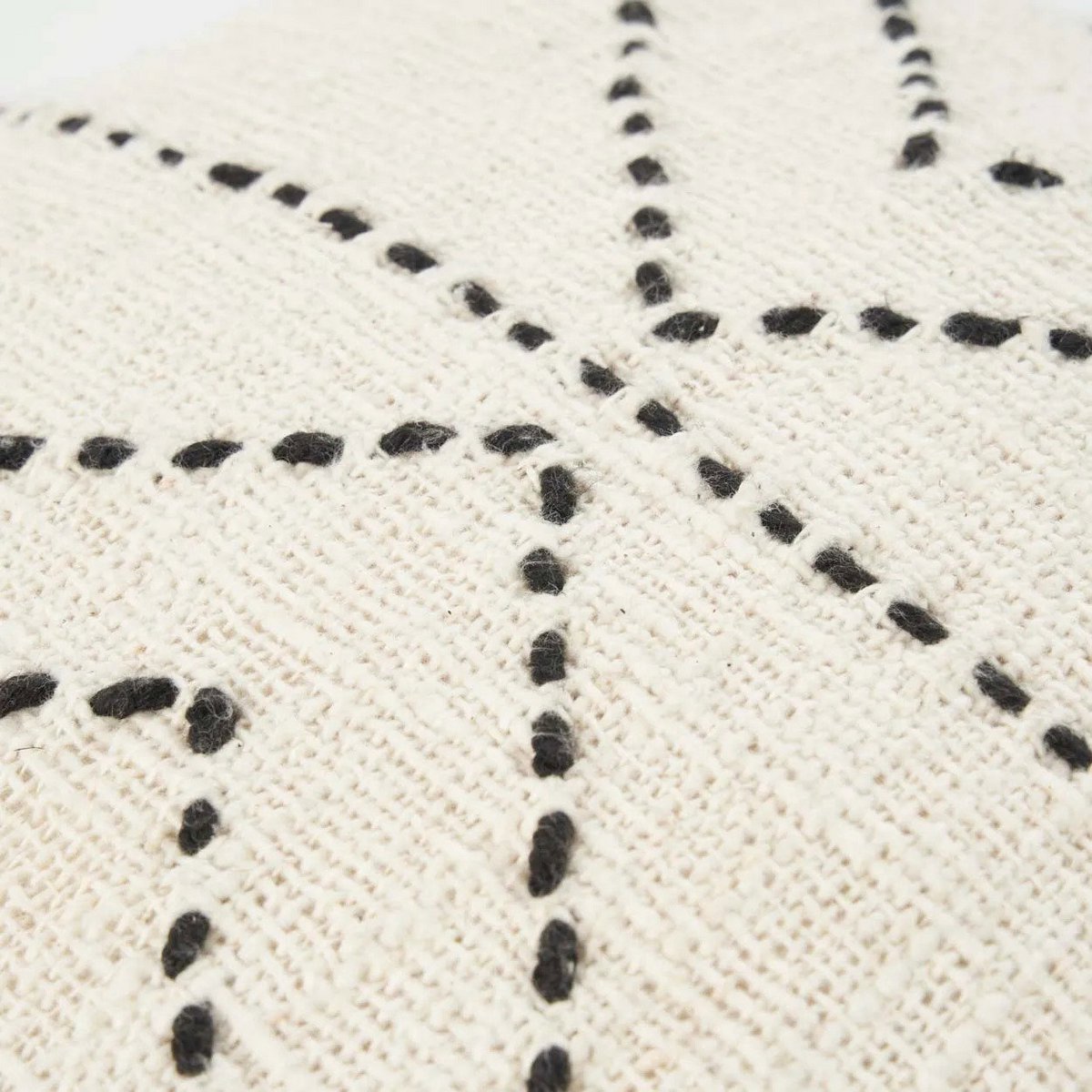Raffia Cushion Cover - Tribal Design - Natural Black, 50x50