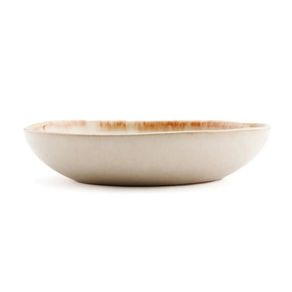 Ceramic Bowl Plate - Small White & Gold Cascais Design