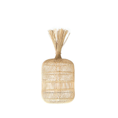 Rattan Floor Lamp Pendant - Natural Woven Dumpling Light - Small