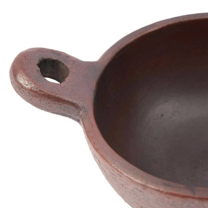 Terracotta Ethnic Bowl with Handle - Rustic Design - Medium