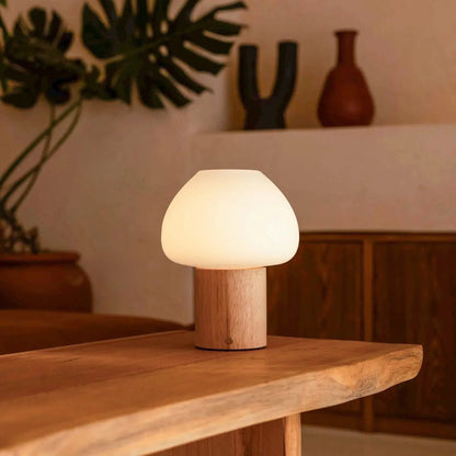Fynn Light Brown Wooden Lamp | Rechargeable, Dimmable & Stylish