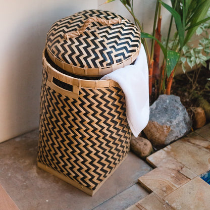 Bamboo Laundry Basket with Lid - Handwoven Storage Solution