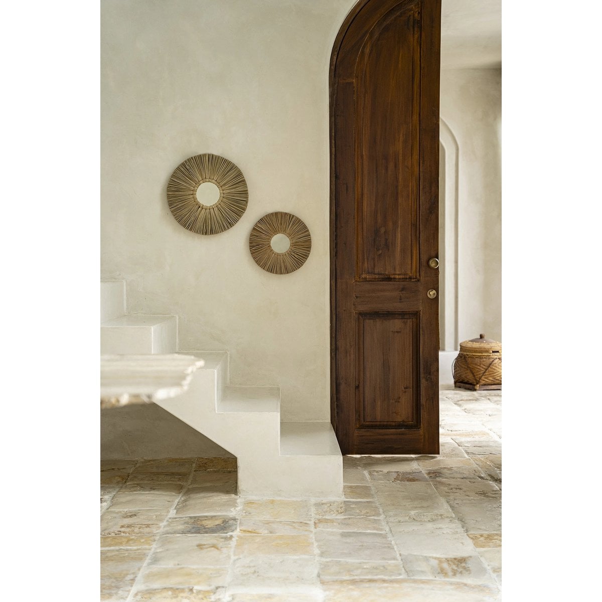 Natural Grass Wall Mirror - Large Boho Decor
