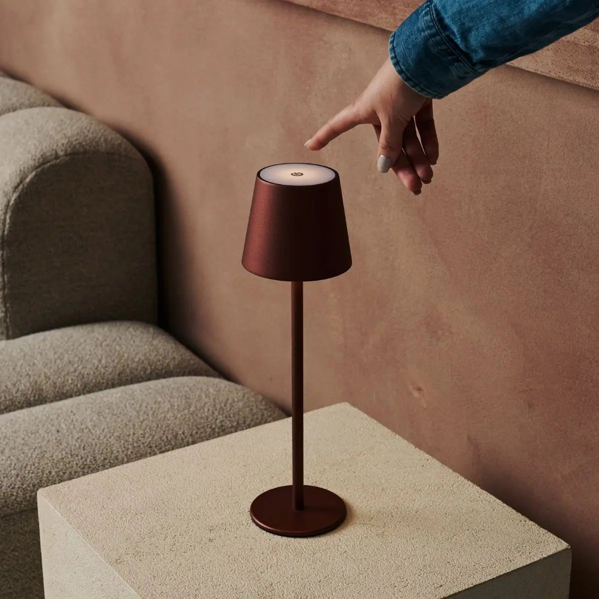 Lampe sans fil Jaspe bronze avec batterie | 3 niveaux d'éclairage et graduable