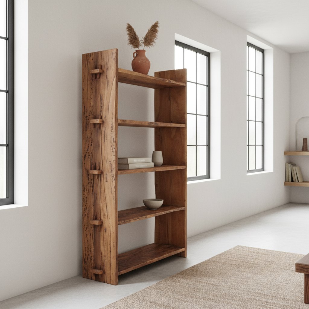 Recycled Wood 5-Shelf Rack - Farmwood Rustic Shelving Unit