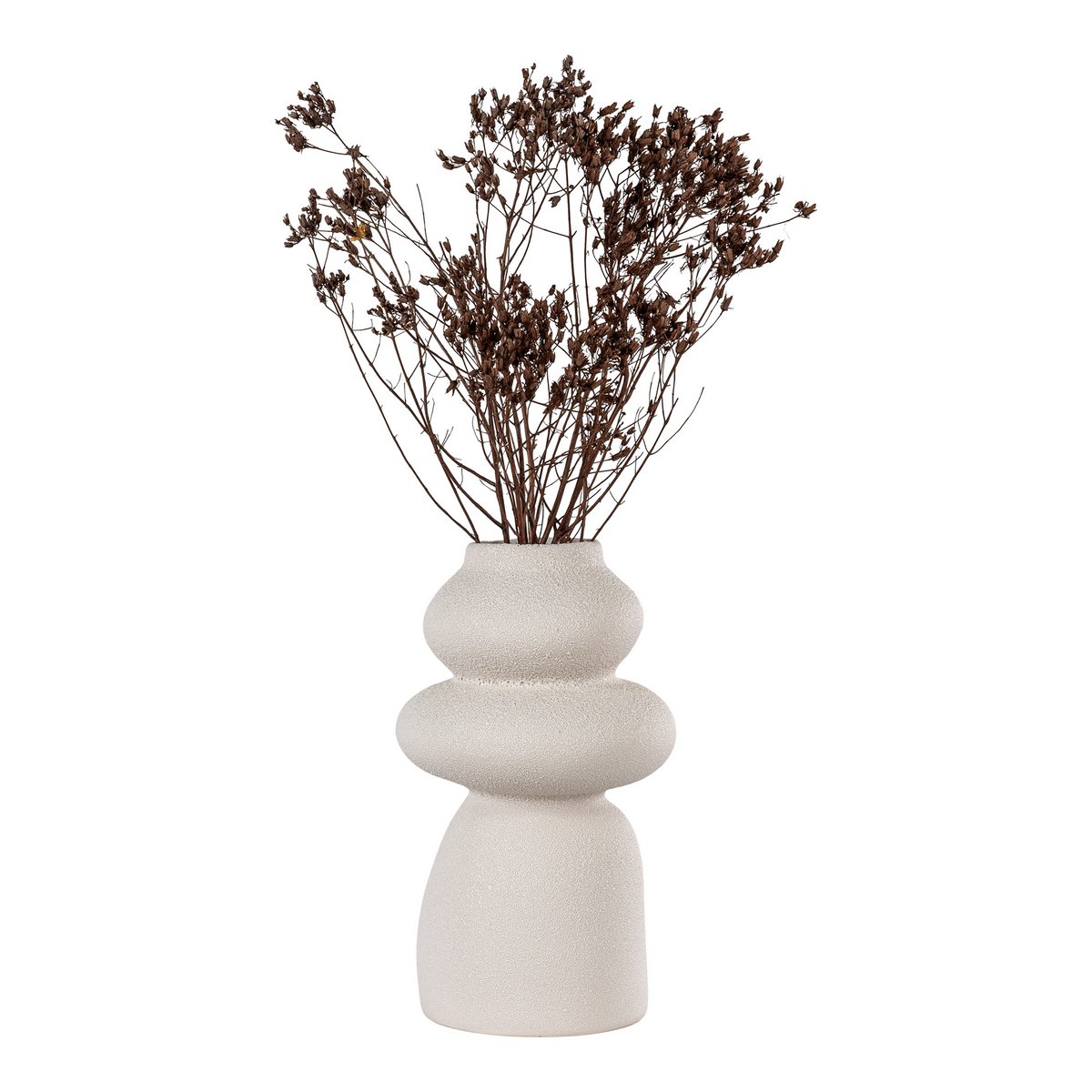 Stoneware Vase - Beige Sculptural Vase, 26.5 cm Tall