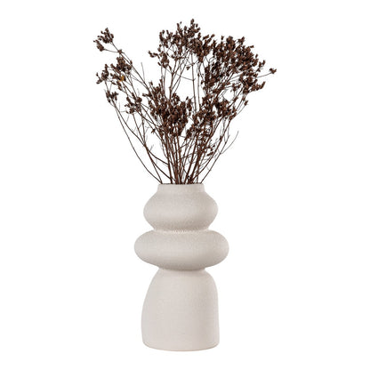 Stoneware Vase - Beige Sculptural Vase, 26.5 cm Tall