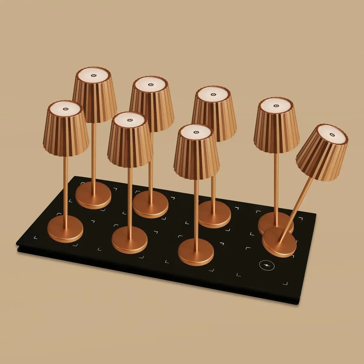 Copper Rechargeable Table Lamps Set - Central Charging Station Included