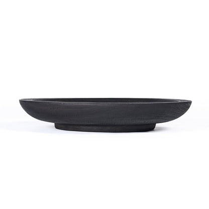 Wooden Bowl Plate - Extra Large Black Decorative Centerpiece Bowl