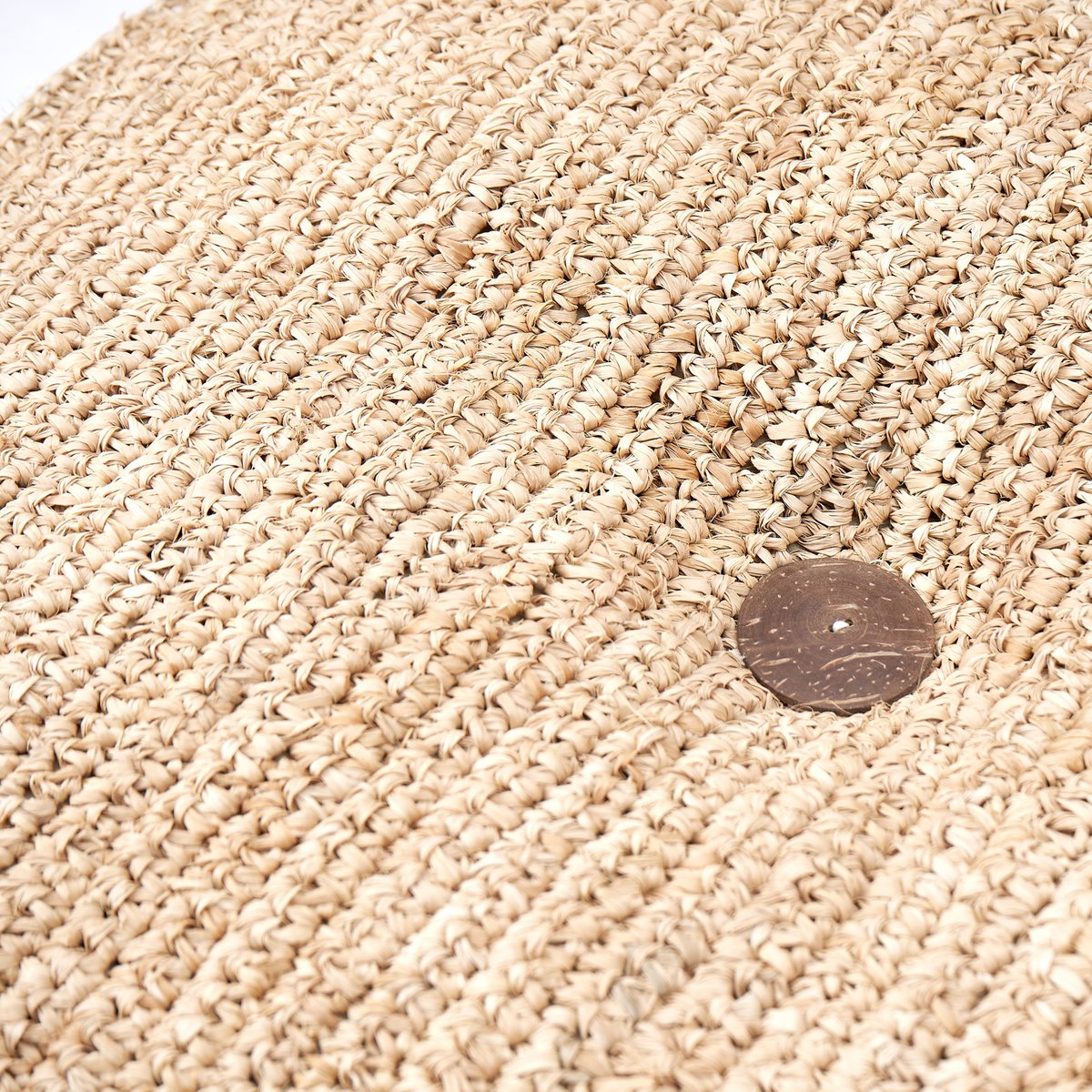 Raffia Pouf Beanbag - Hand Knitted Ottoman, Natural Fiber, Java