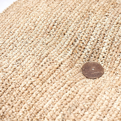 Raffia Pouf Beanbag - Hand Knitted Ottoman, Natural Fiber, Java