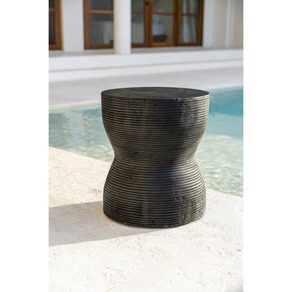 Suar Wood Stool - Black Accent Seating or Side Table