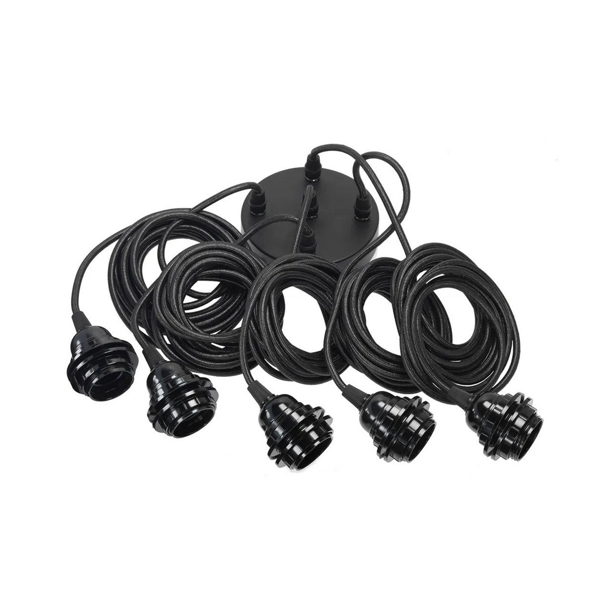 Black Five-Light Ceiling Lamp - Customizable Modern Pendant Lighting