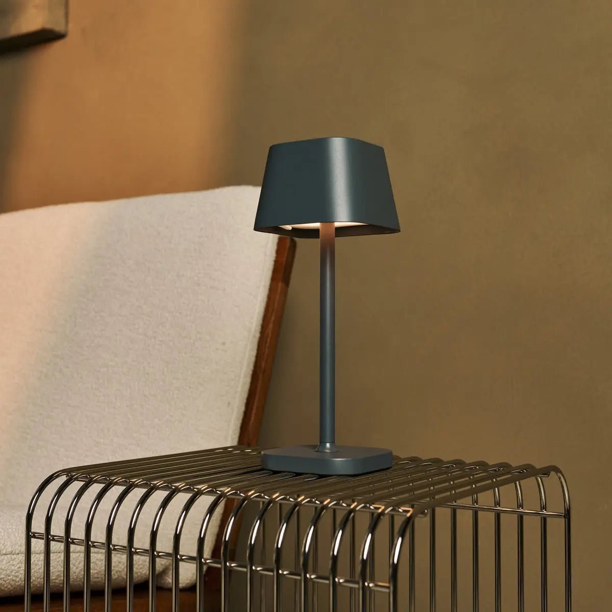 Ava Stone Grey Rechargeable Table Lamp | Stylish, Cordless Lamp & Dimmable