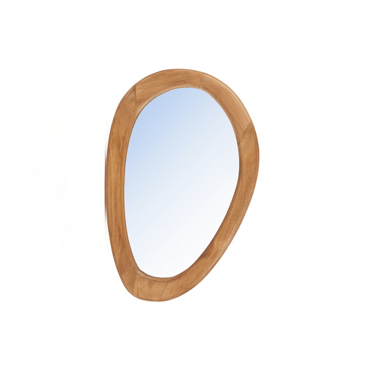 Teak Wood Wall Mirror - Organic Style, Natural Finish - Medium