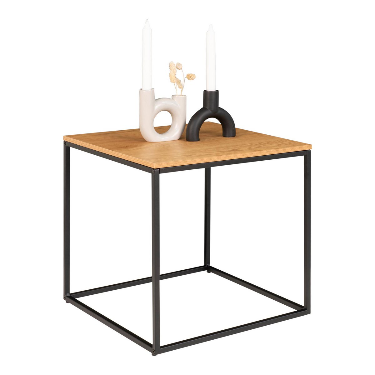 Vita Side Table - oak look, black, 45x45x45cm