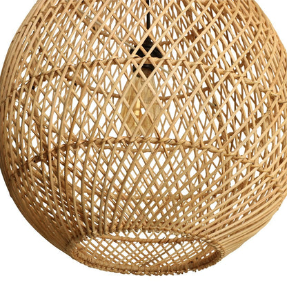Rattan Pendant Light - Natural Drop Hanging Lamp, Handwoven
