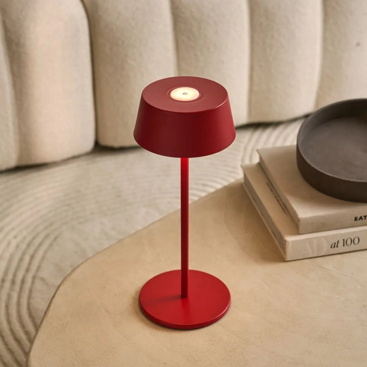 Hugo Berry Red Rechargeable Table Lamp | Dimmable, Stylish & Cordless
