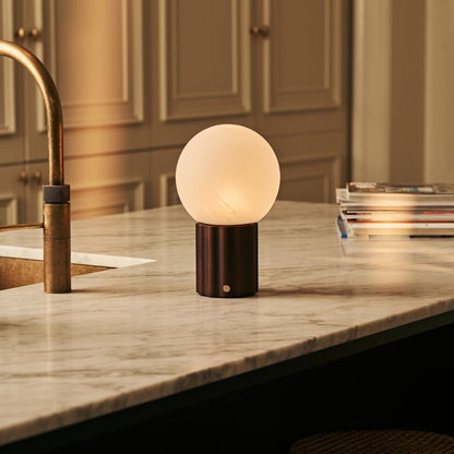 Wood Rechargeable Table Lamp - Dark Brown Cordless Lamp with 3 Light Colors