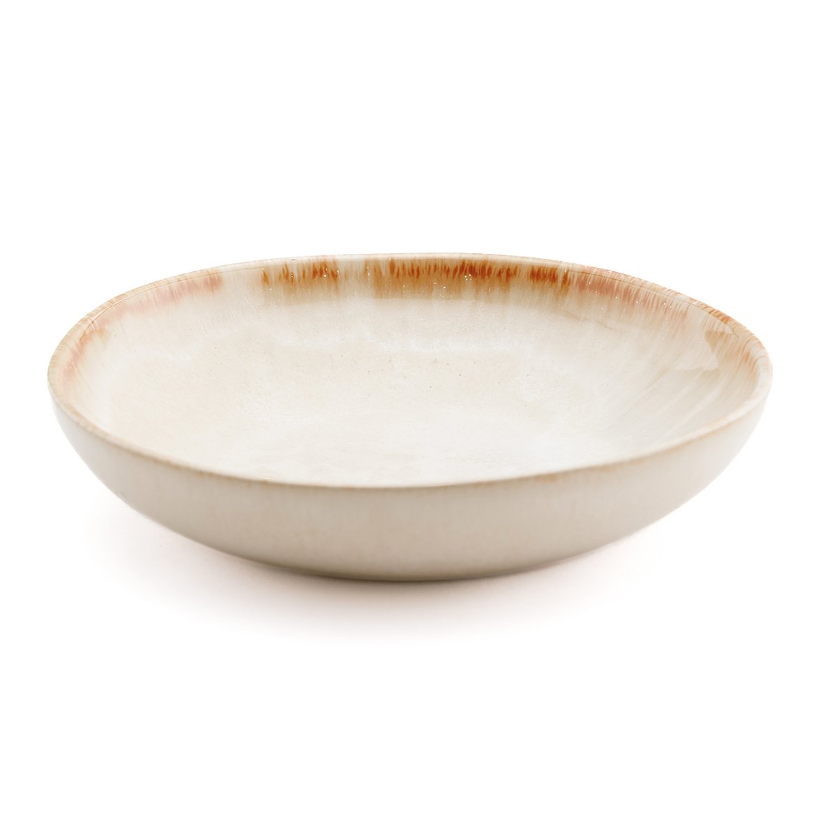 Ceramic Bowl Plate - Small White & Gold Cascais Design