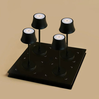 Combi Set Profesional | 4 lámparas de mesa recargables De Pijp Mini Midnight Black y 1 estación de carga Amstel