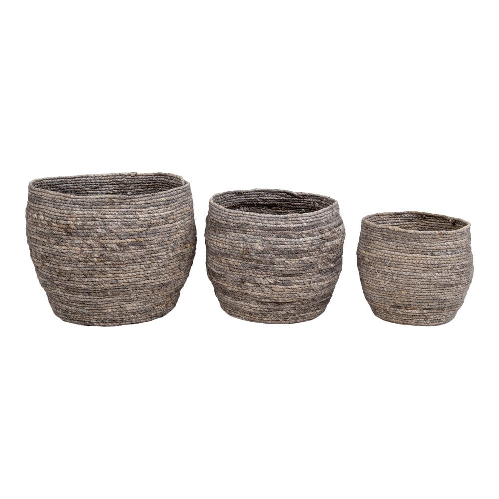 Tivoli Baskets - Grey, Maize Leaf, 33x33x30 cm - Set of 3