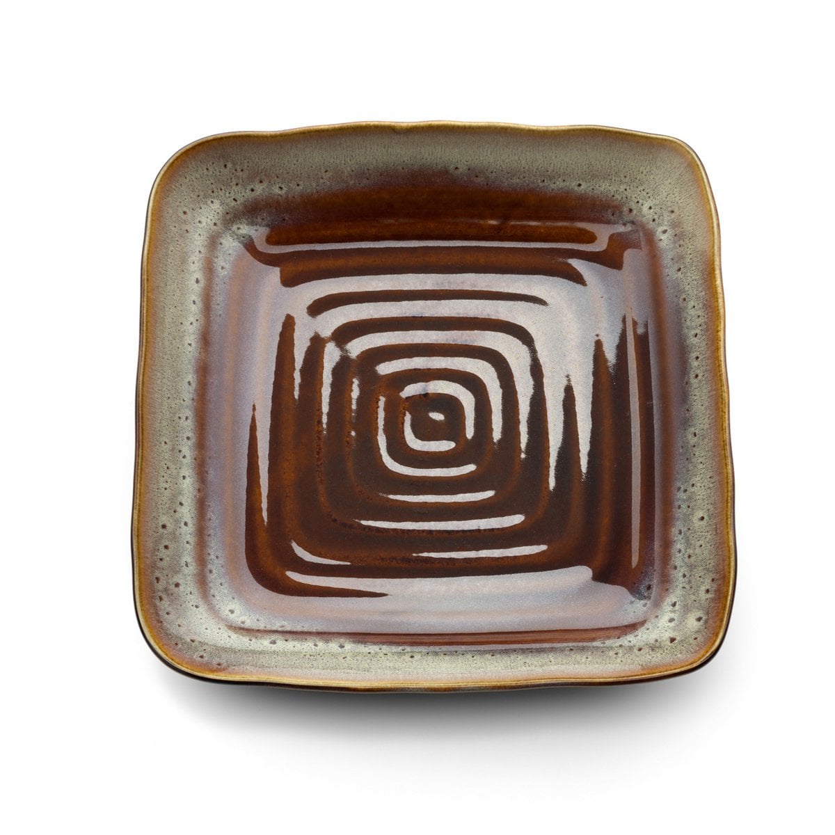 Medium Ceramic Square Plate for Serving Mains & Sides - Smoked Horizon Brown Grey