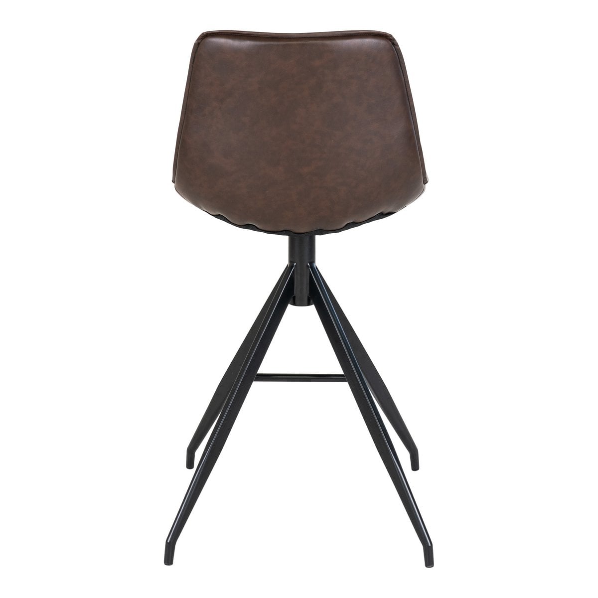 PU Leather Counter Chairs - Brown Steel Frame, Modern Bar Stools, Set of 2