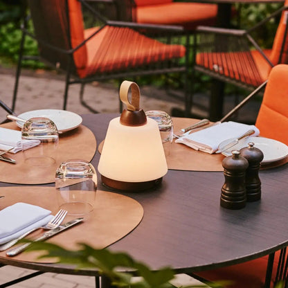 Dark Brown Rechargeable Table Lamp – Leather Strap & 3 Light Modes