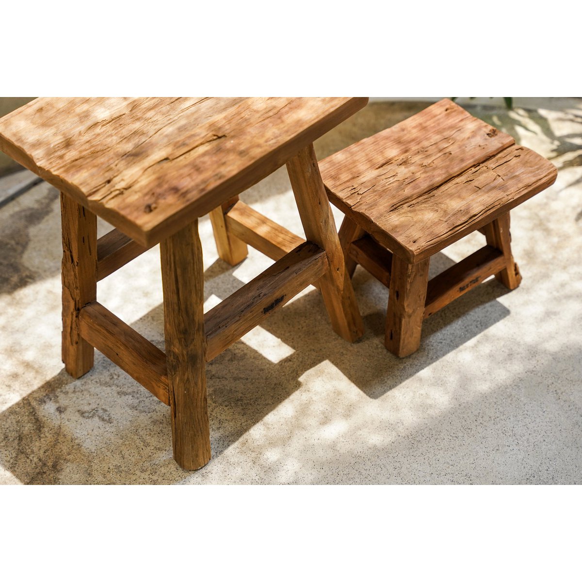 Teak Wood Stool - Natural Accent Stool - Small