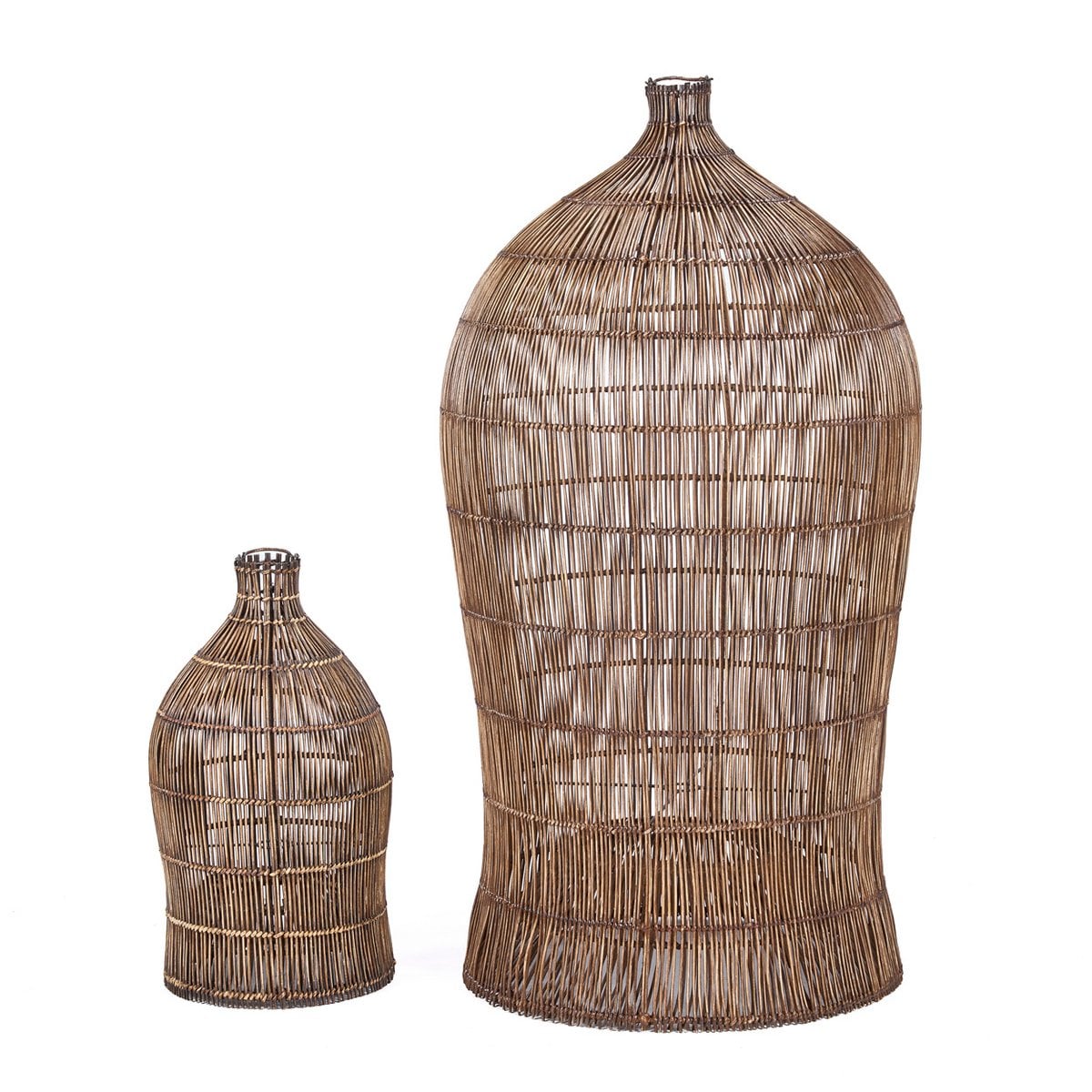 Bamboo Pendant Light - Dark Walnut Woven Bell, Extra Large