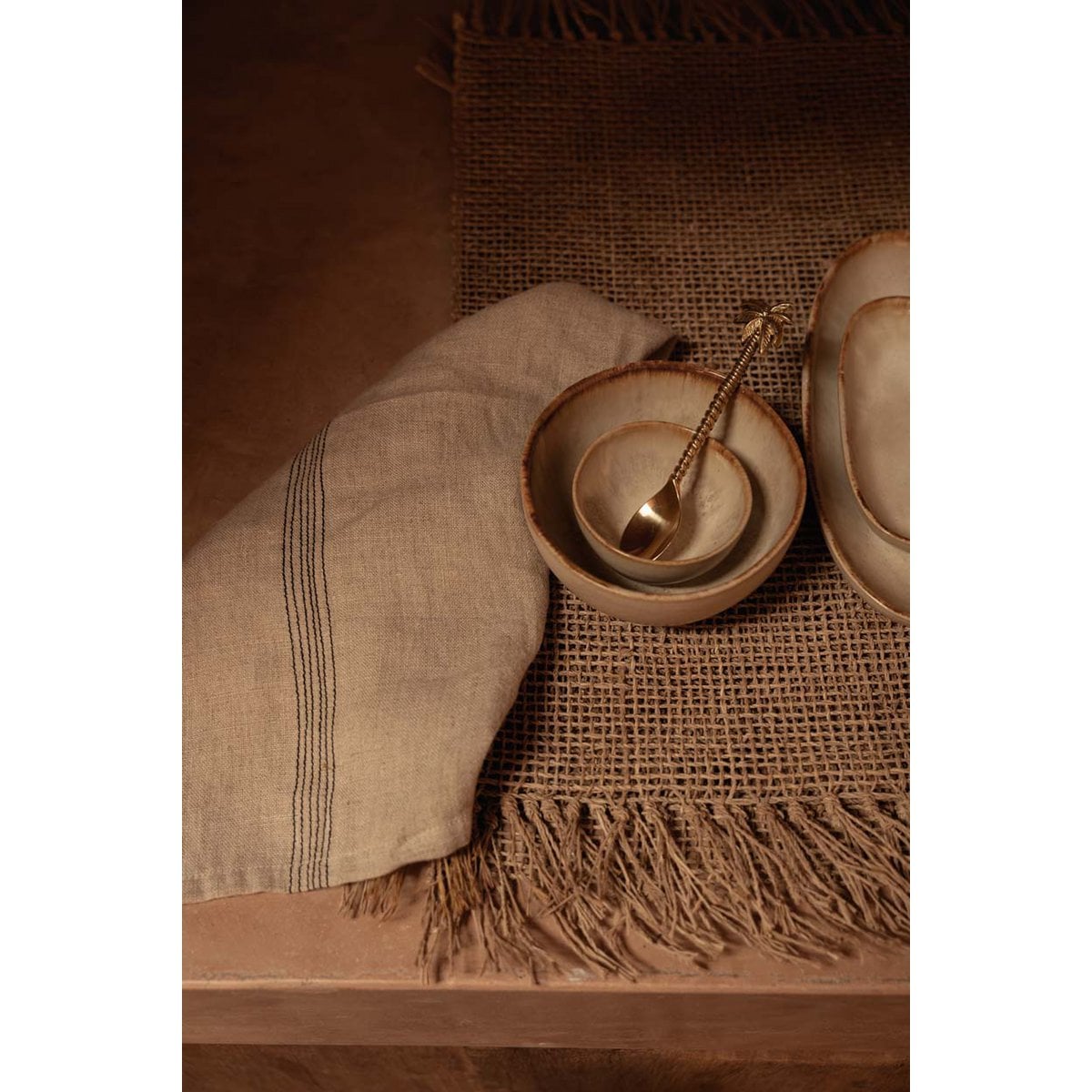 Linen Napkin - Black Stripe - 45x45