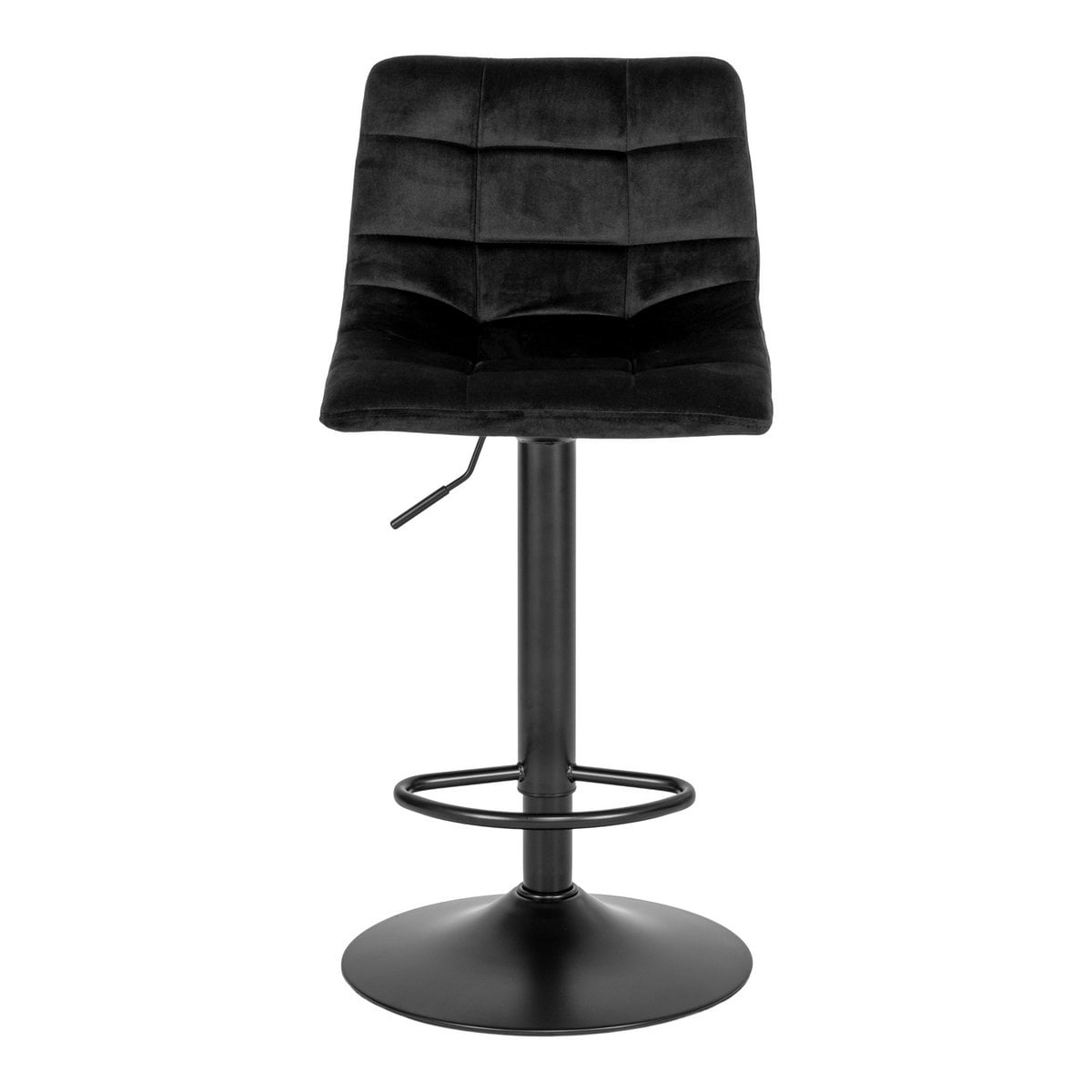Velvet Bar Stools - Black Steel Base, Adjustable Height - Set of 2