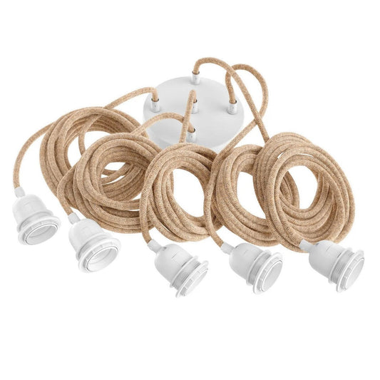 Natural White 5-Light Ceiling Lamp – Adjustable Height Fitting