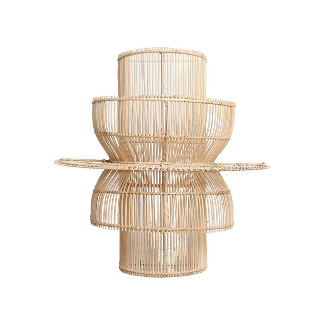 Rattan Wall Lamp - Saturn Handwoven Light Fixture with Fabric Cord